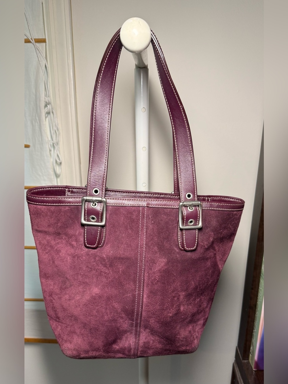 Coach Legacy Vintage Suede Tote Shoulder Bag in Eggplant Purple 8E83